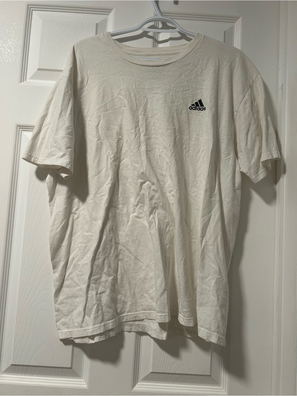 adidas Cream Short Sleeve Crew Tee with Black Logo